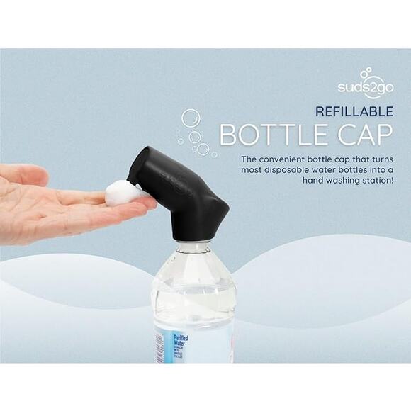 NWT Suds2Go Refillable Caps 2-Pack – Turns Bottles Into Portable Handwashing - Picture 1 of 4
